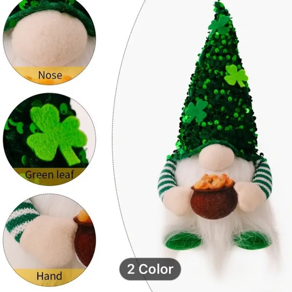 New St. Patrick’s Day light up gnome, holding a pot of gold - Picture 2 of 4